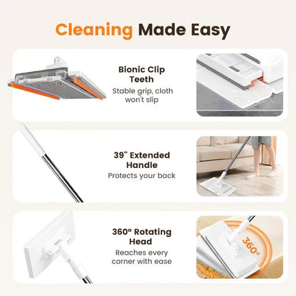 ⏳LAST DAY SALE ONLY ￡8.99!!🔥Extendable Telescopic Disposable Flat Clip Mop, 360° Swivel Lightweight Floor Mop