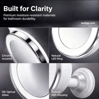 ⏳🔥LIMITED-TIME 50% OFF! ⏰💄10X Magnifying LED Makeup Mirror, Suction Mounted Illuminated Mirror For Skincare & Cosmetic Application💄