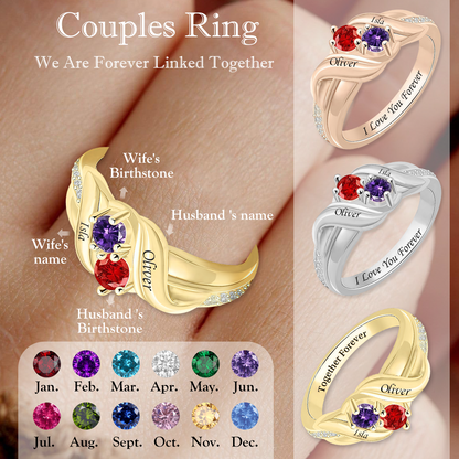 Always & Forever - Personalized Couple Birthstone Promise Ring