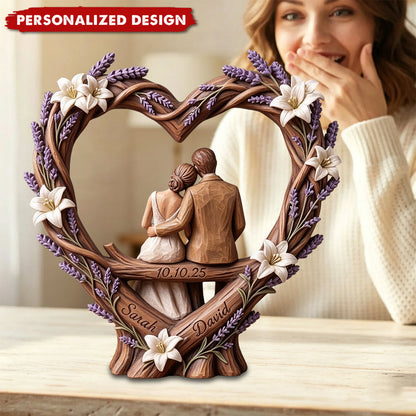 Custom Name Wooden Couple Heart Sculpture