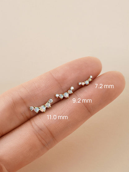 KOSINER 14K Solid Gold Elegant Opal Cluster Flat Back Stud