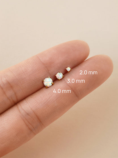 KOSINER 14K Solid Gold Minimalist Opal Flat Back Stud