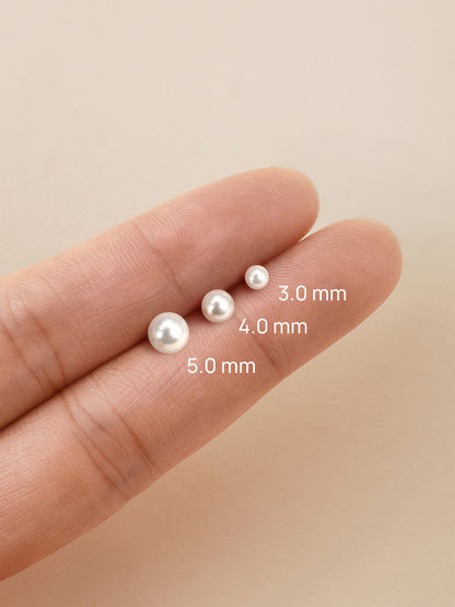 KOSINER 14K Solid Gold Classic Pearl Flat Back Stud