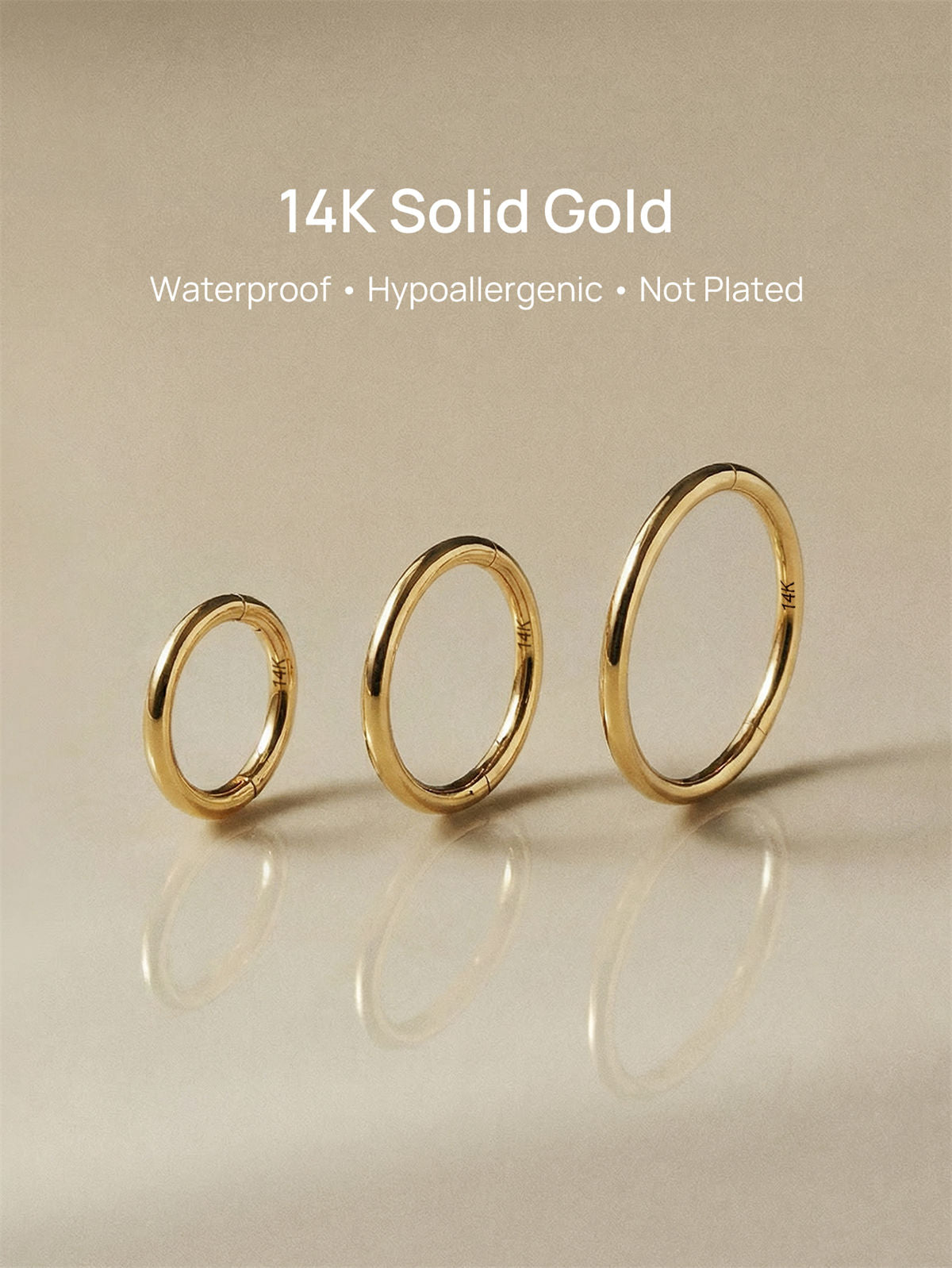 KOSINER 14K Solid Gold 18G (1.0mm) Hoop