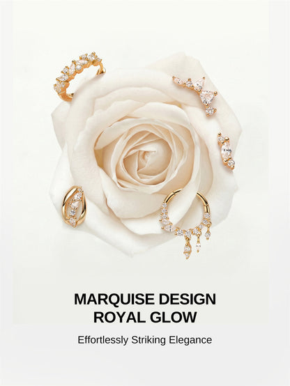 KOSINER Marquise 14K Solid Gold Elegant Marquise Cluster Daith Clicker