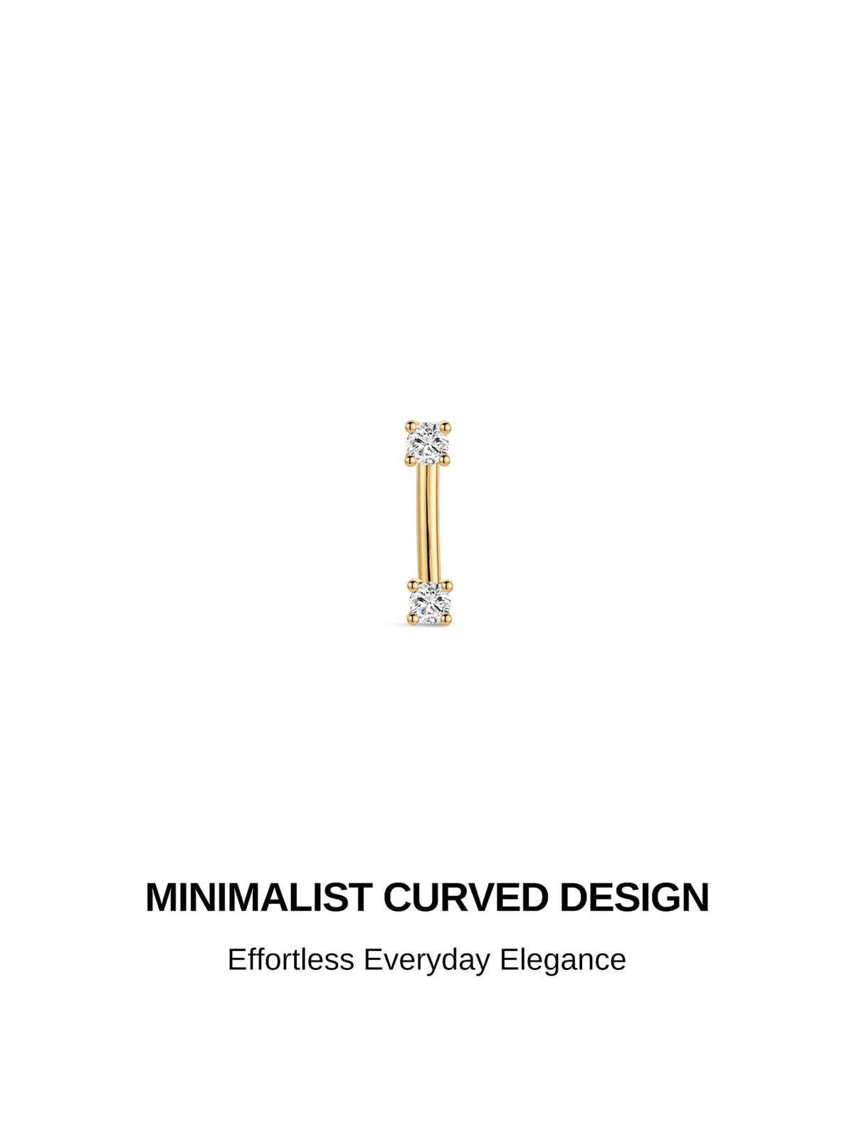 KOSINER 14K Solid Gold Minimalist Curved Barbell