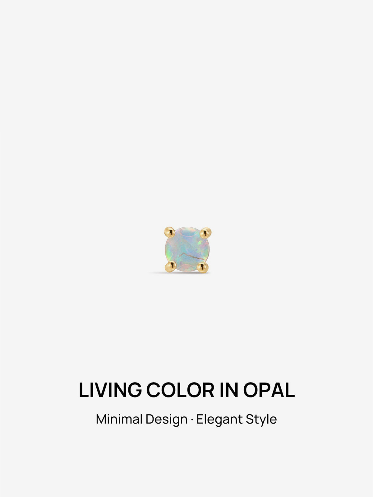 KOSINER 14K Solid Gold Minimalist Opal Flat Back Stud