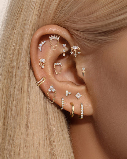 KOSINER 14K Solid Gold Delicate Double-Layer Hoop