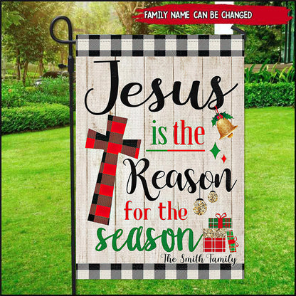 Personalized Christmas Garden Flag-Jesus is The Reason for The Season