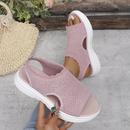 ⏳LAST DAY SALE 60% OFF!🔥🔥Women's Breathable Knit Platform Sandals