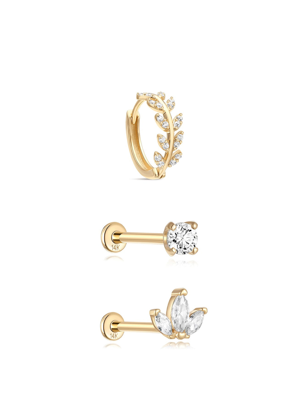 KOSINER 14K Solid Gold Classic Versatile Set
