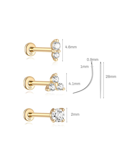 KOSINER 14K Solid Gold Minimalist Versatile Starter Set