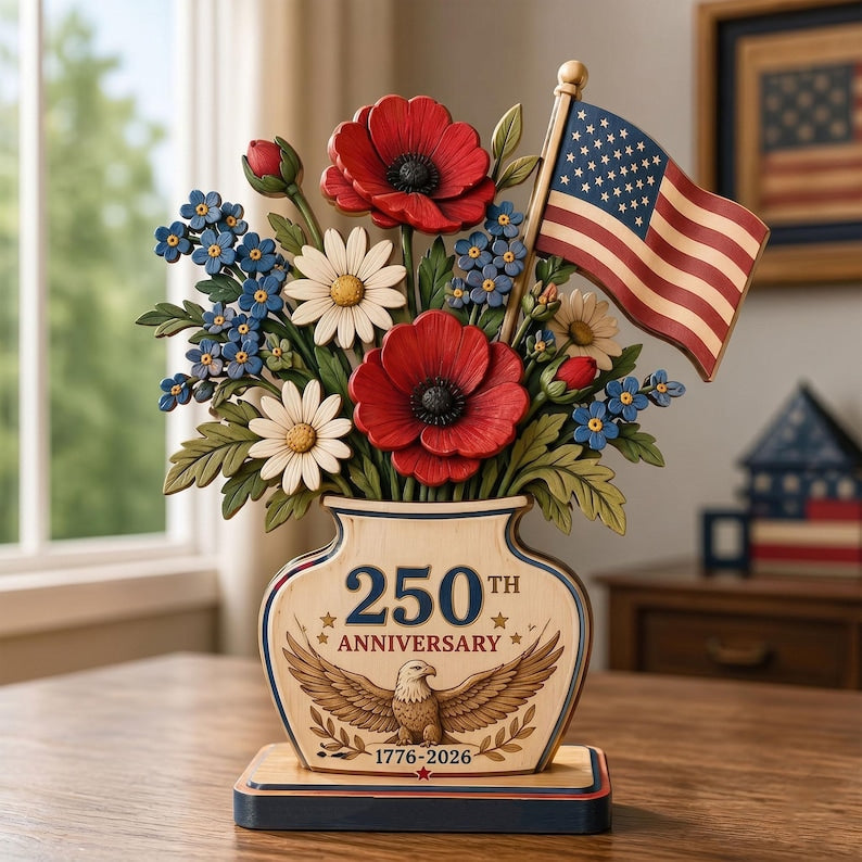 ✨Patriotic Flower Wooden Block – Fourth of July Decor