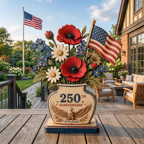 ✨Patriotic Flower Wooden Block – Fourth of July Decor