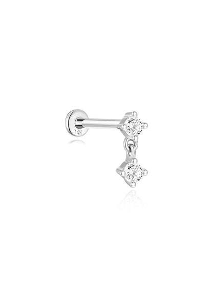 KOSINER 14K Solid Gold Minimalist Pendant Flat Back Stud