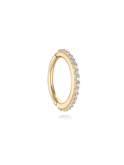 KOSINER 14K Solid Gold Elegant Pave Hoop