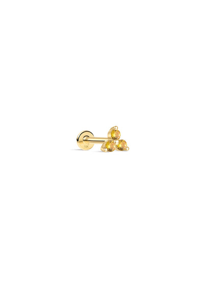 KOSINER 14K Solid Gold Trinity Birthstone Flat Back Stud