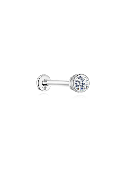 KOSINER 14K Solid Gold Delicate Bezel Flat Back Stud