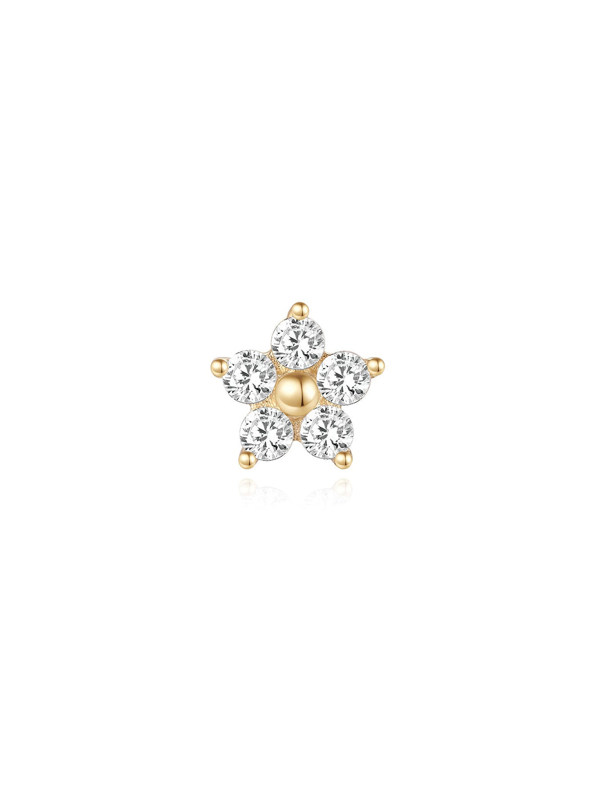 KOSINER 14K Solid Gold Delicate Five-Petal Flower Flat Back Stud
