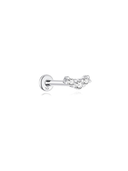KOSINER 14K Solid Gold Delicate Pave Curved Flat Back Stud