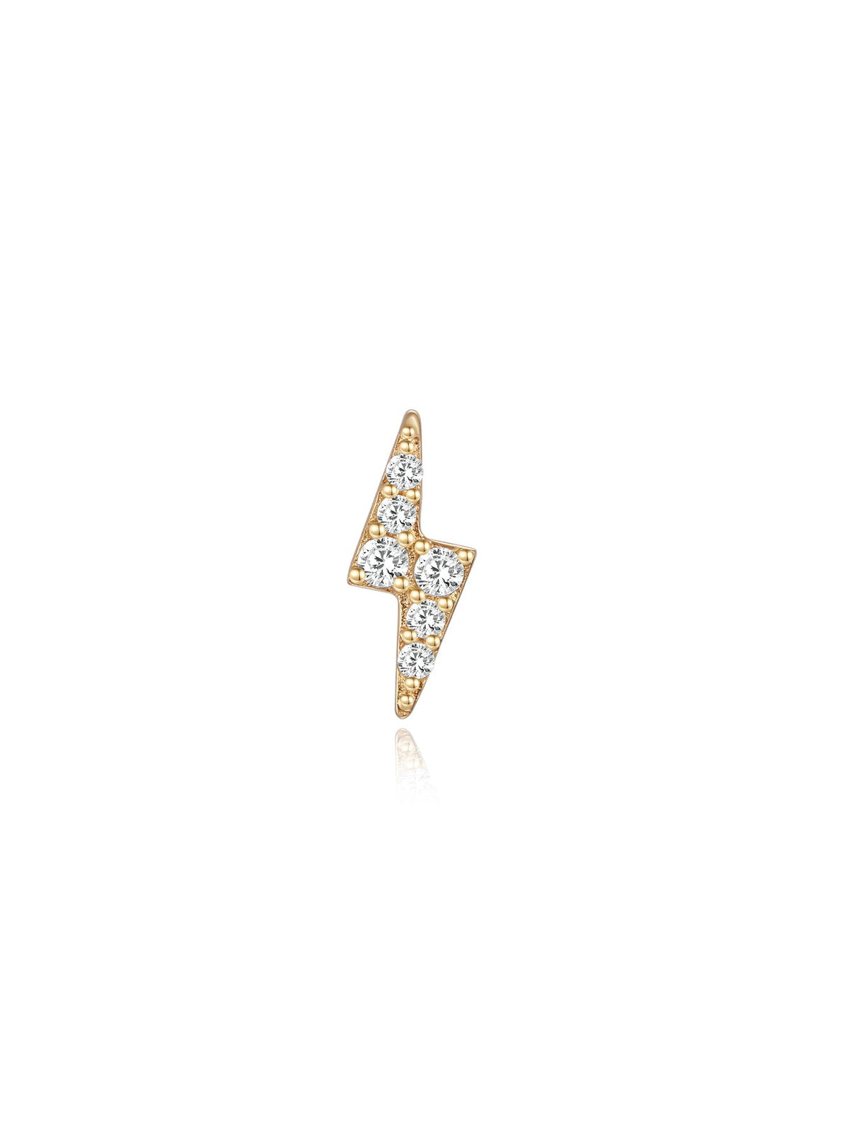 KOSINER 14K Solid Gold Dainty Ligntning Flat Back Stud