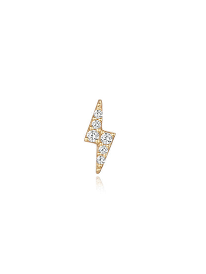 KOSINER 14K Solid Gold Dainty Ligntning Flat Back Stud