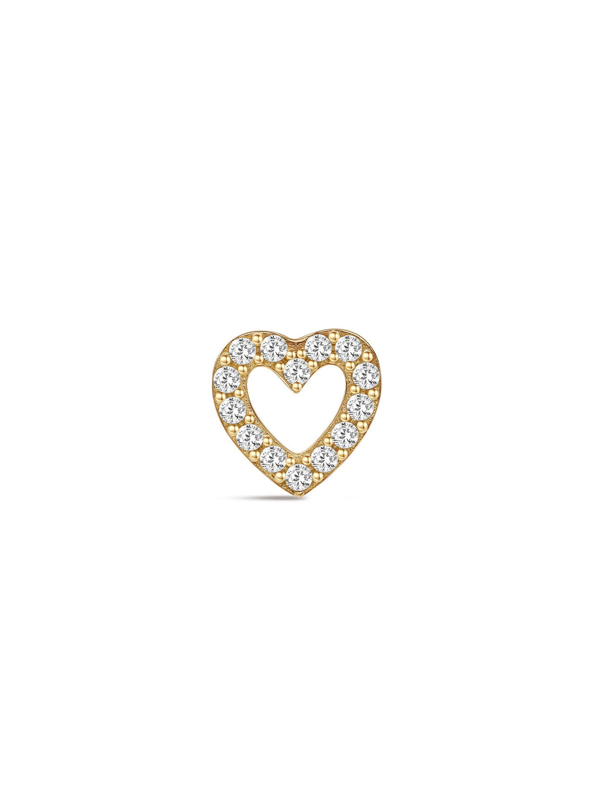KOSINER 14K Solid Gold Delicate Hollow Heart Flat Back Stud