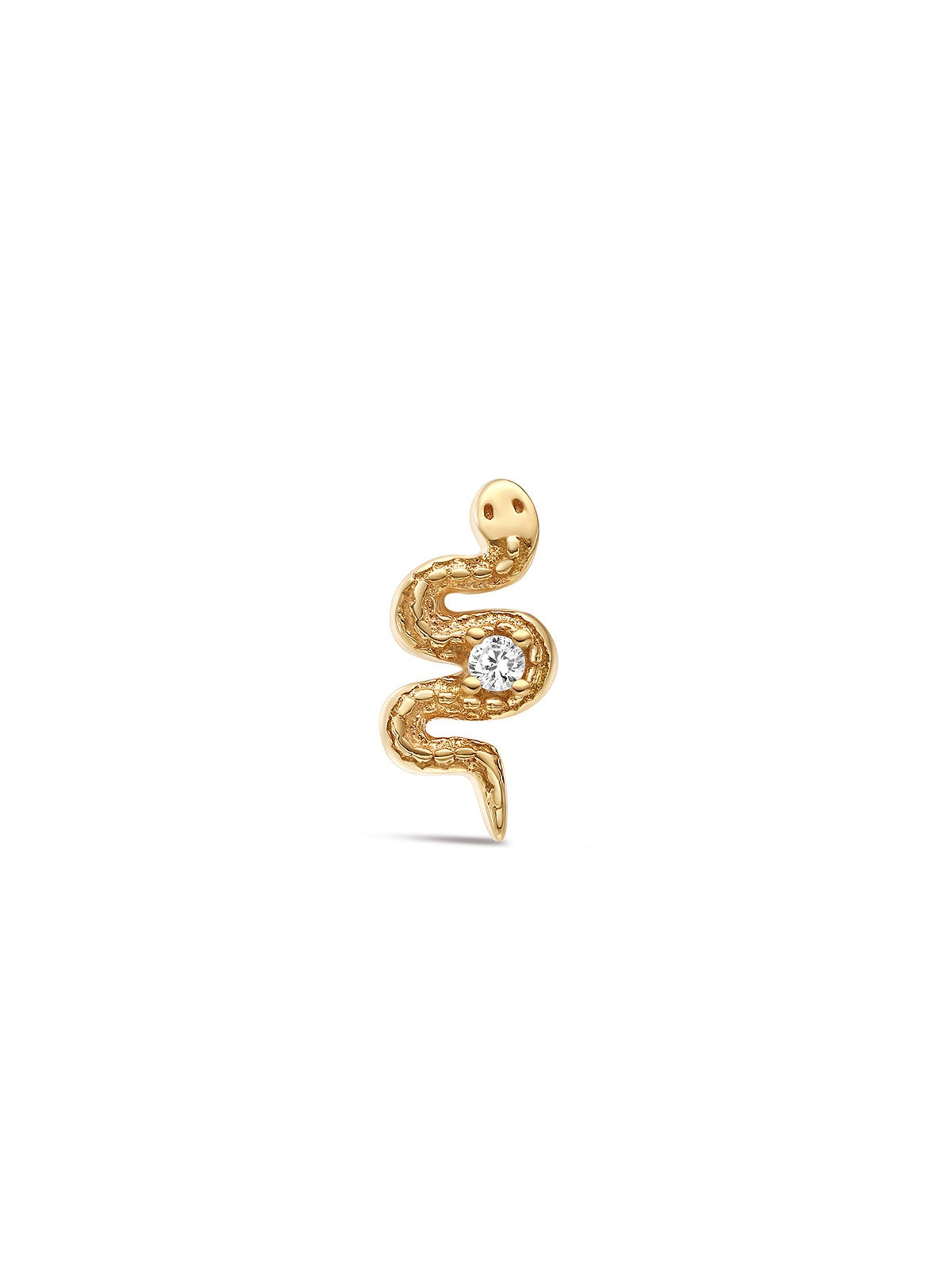 KOSINER 14K Solid Gold Delicate Textured Snake Flat Back Stud