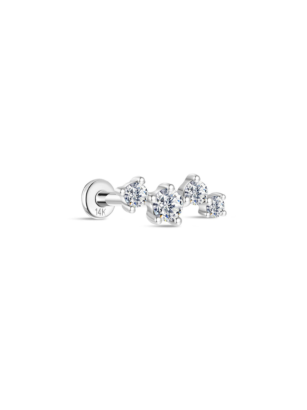 KOSINER 14K Solid Gold Delicate Four-Point Cluster Flat Back Stud
