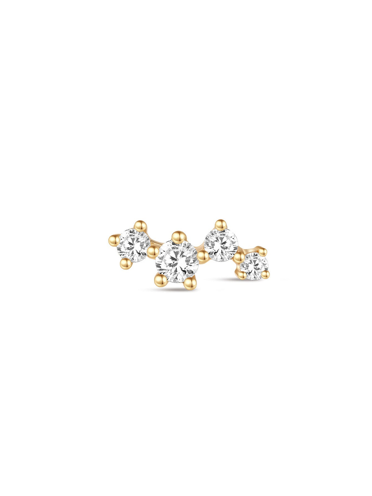 KOSINER 14K Solid Gold Delicate Four-Point Cluster Flat Back Stud