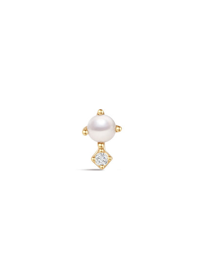 KOSINER 14K Solid Gold Elegant Pearl Flat Back Stud