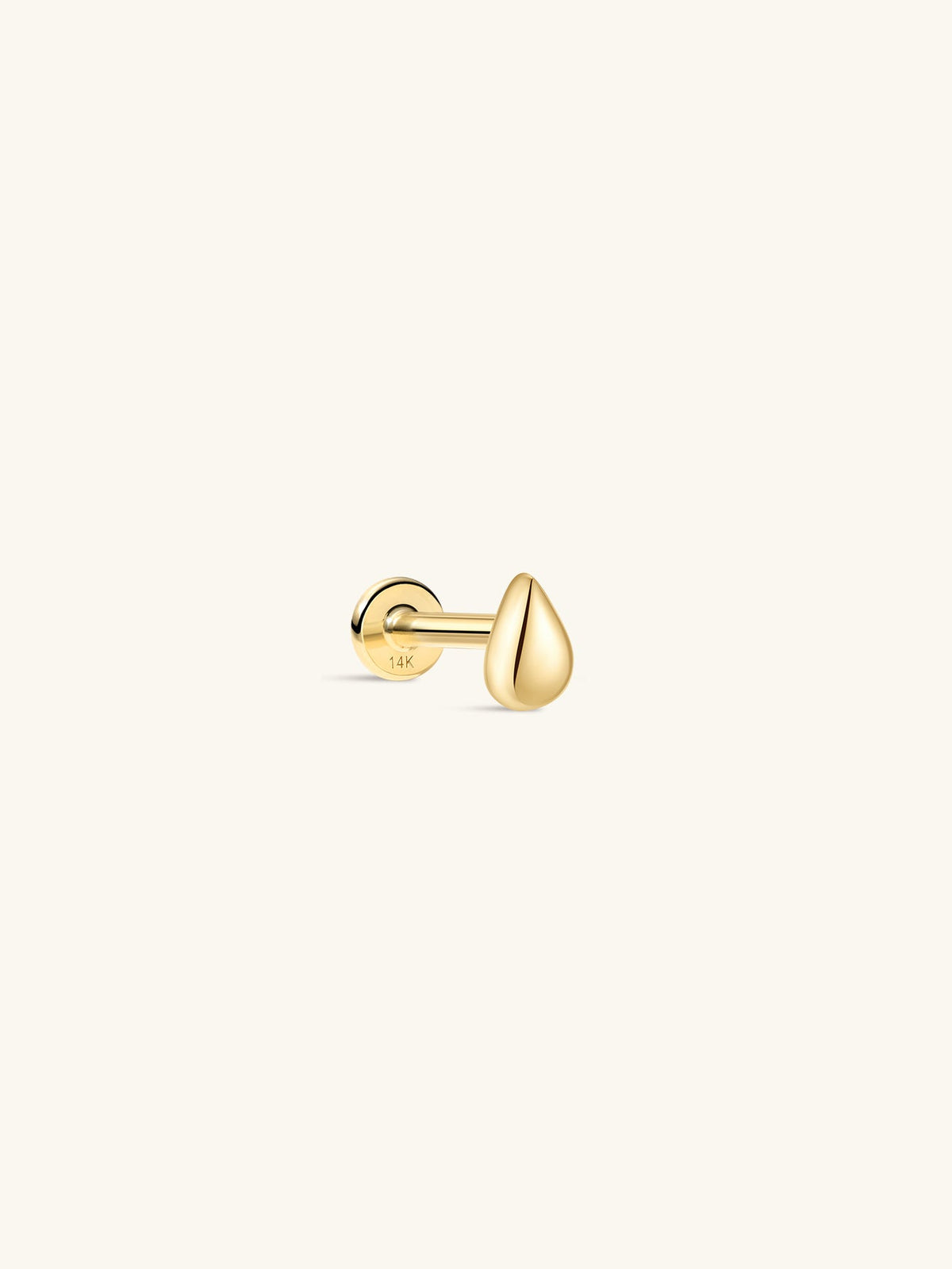KOSINER 14K Solid Gold Minimalist Teardrop Flat Back Stud