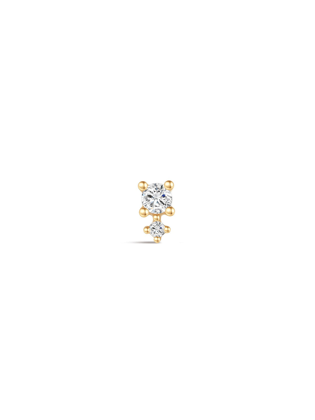 KOSINER 14K Solid Gold Simple Spliced Flat Back Stud