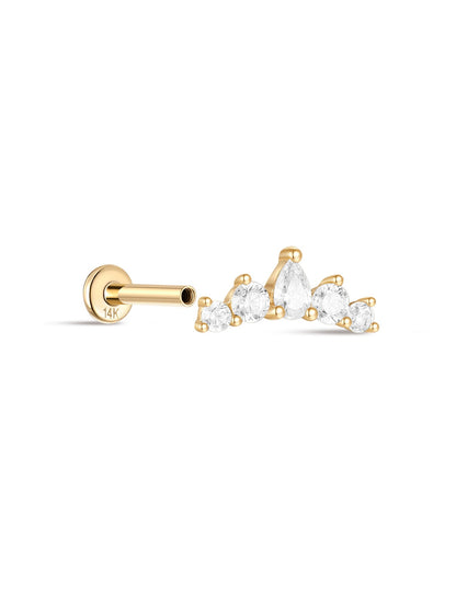 KOSINER 14K Solid Gold Elegant Crown Flat Back Stud