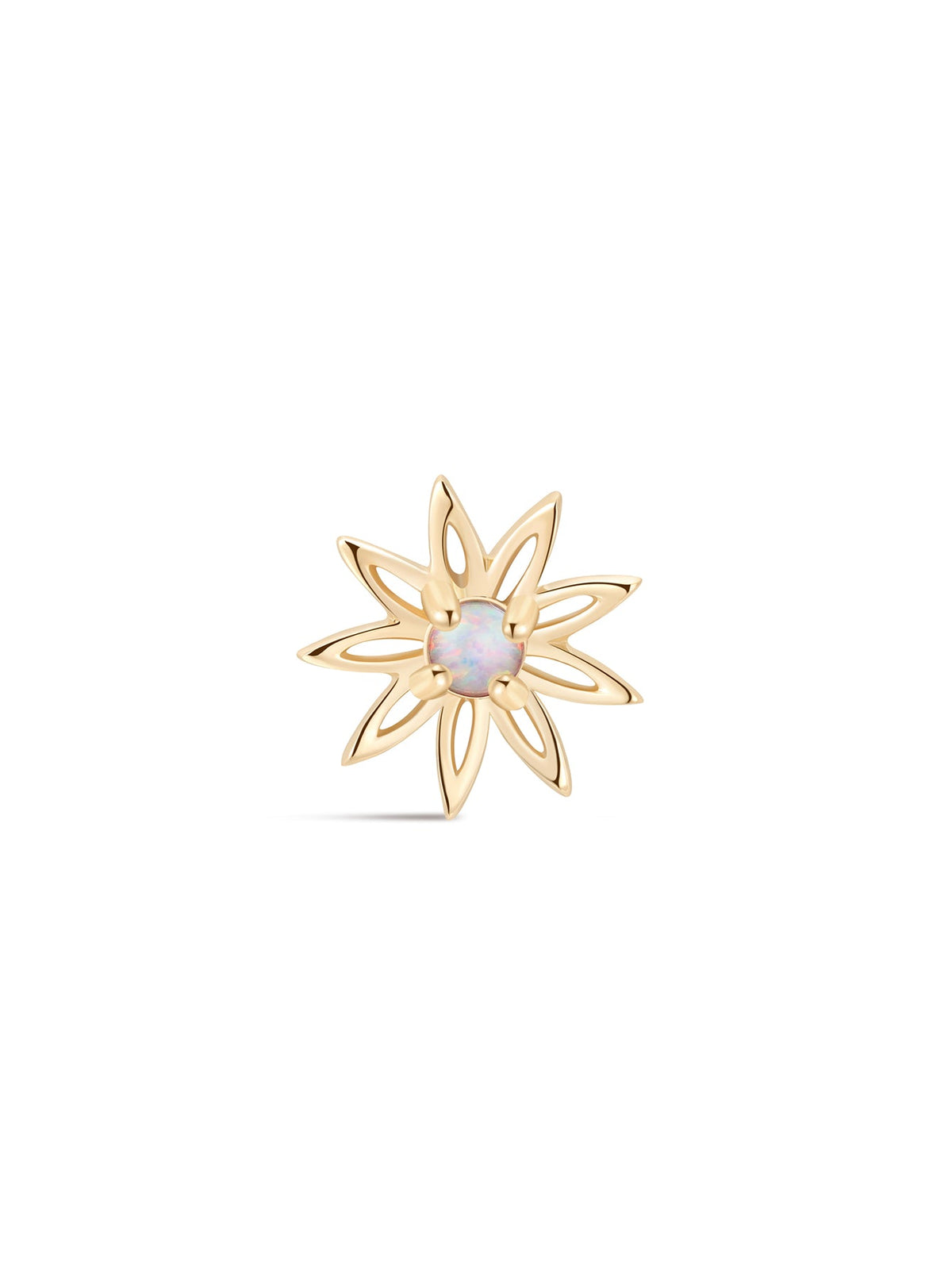 KOSINER 14K Solid Gold Delicate Sunflower Opal Flat Back Stud