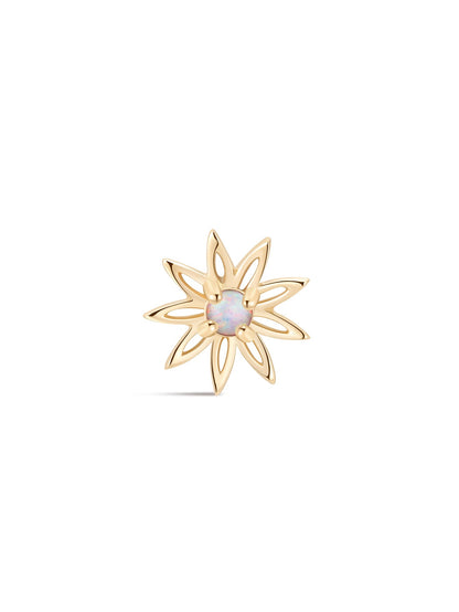 KOSINER 14K Solid Gold Delicate Sunflower Opal Flat Back Stud