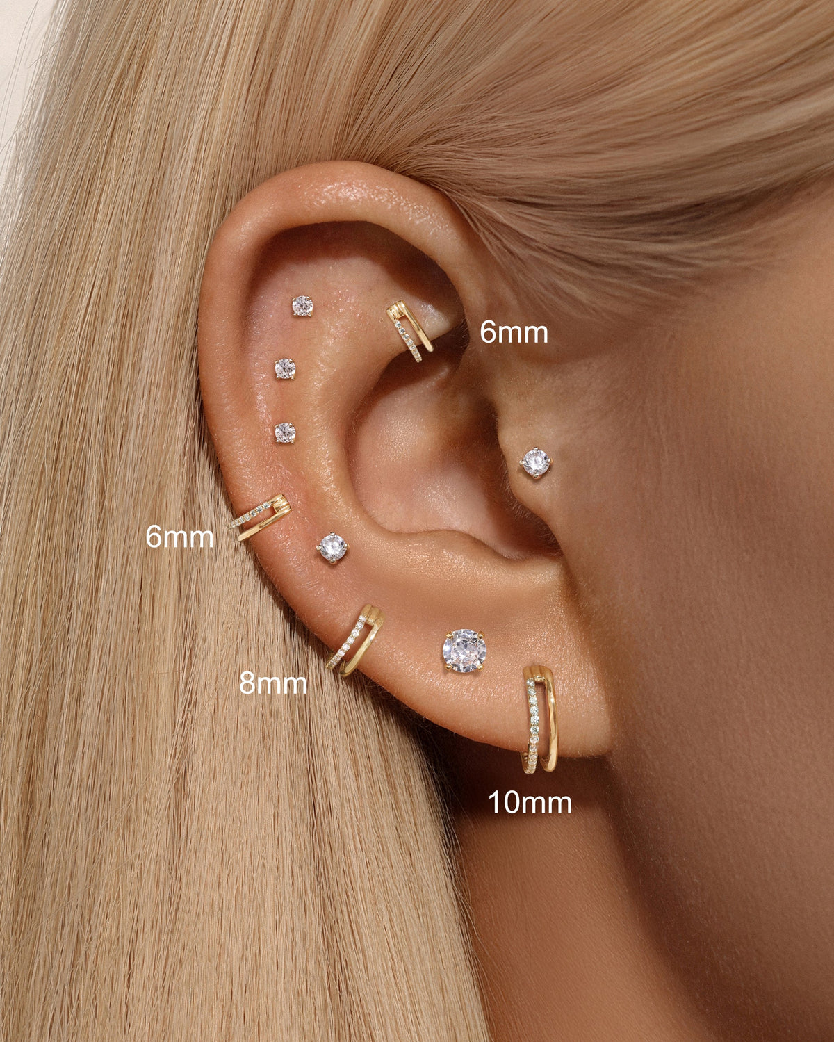 KOSINER 14K Solid Gold Delicate Double-Layer Hoop