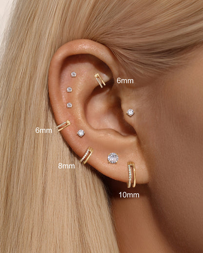 KOSINER 14K Solid Gold Delicate Double-Layer Hoop