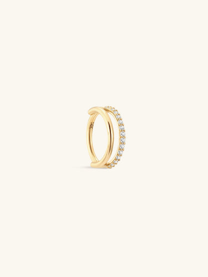 KOSINER 14K Solid Gold Delicate Double-Layer Hoop