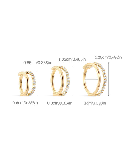 KOSINER 14K Solid Gold Delicate Double-Layer Hoop