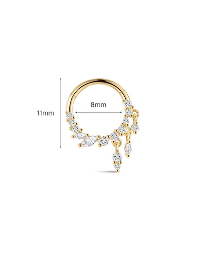 KOSINER Marquise 14K Solid Gold Elegant Marquise Cluster Daith Clicker