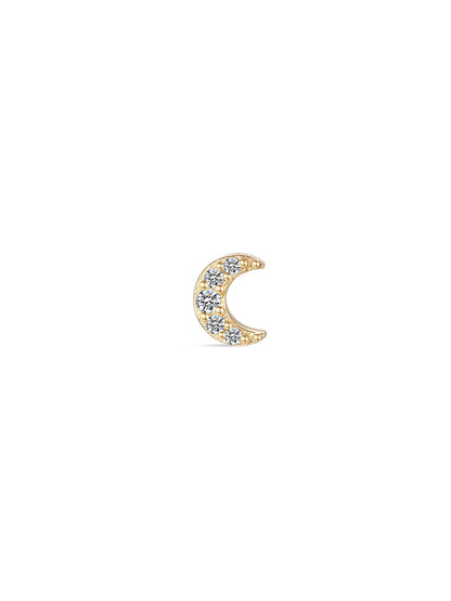 KOSINER 14K Solid Gold Delicate Moon Pave Flat Back Stud