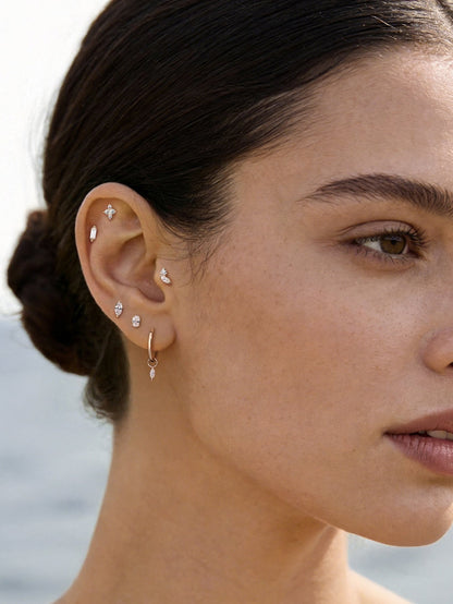 KOSINER 14K Solid Gold Multi-Shaped Lab-Grown Diamond Flat Back Stud