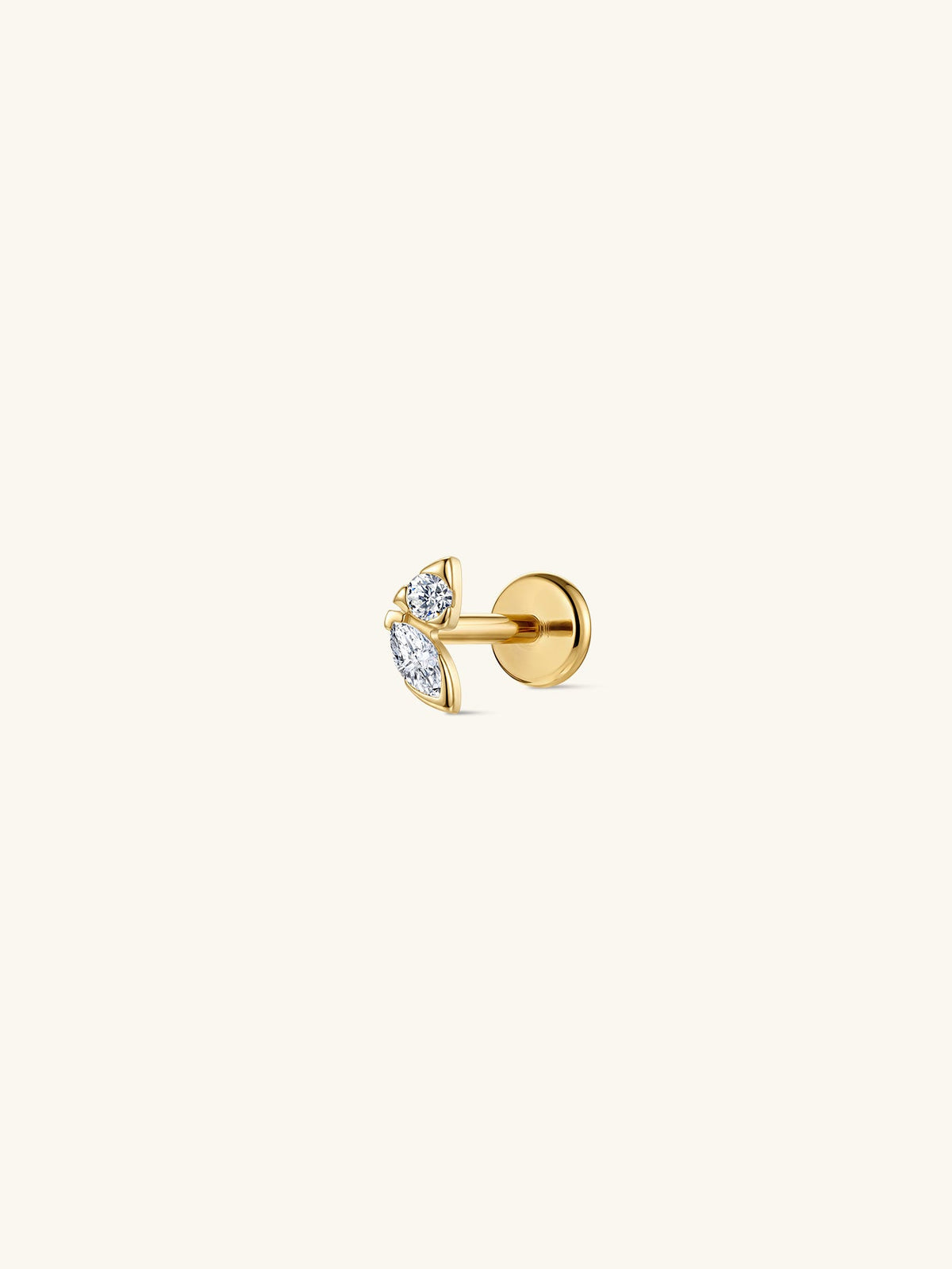 KOSINER 14K Solid Gold Multi-Shaped Lab-Grown Diamond Flat Back Stud