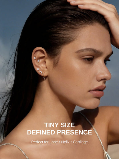 KOSINER 14K Solid Gold Multi-Shaped Lab-Grown Diamond Flat Back Stud