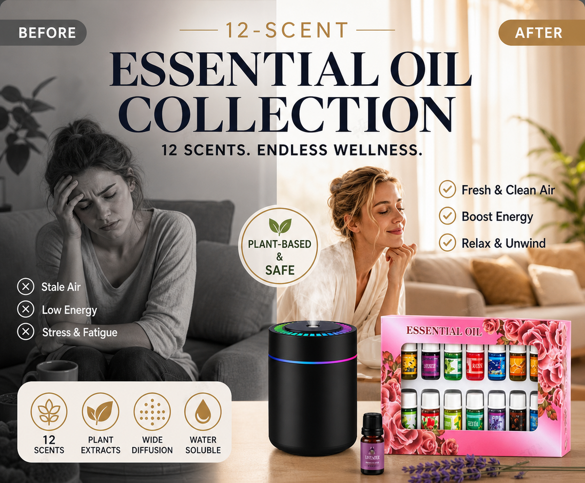 🔥 Limited Time 50% OFF 🎁 12-Pack Water Soluble Essential Oils Set – Fresh Fragrance for Diffusers, Humidifiers & DIY Crafts 🌺✨