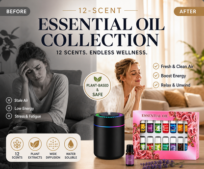 🔥 Limited Time 50% OFF 🎁 12-Pack Water Soluble Essential Oils Set – Fresh Fragrance for Diffusers, Humidifiers & DIY Crafts 🌺✨
