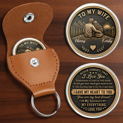 Personalized Pocket Hug Keychain For Husband & Wife, Custom Anniversary Gift