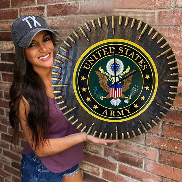 Rustic USA Simulated Military Clock Wall Art