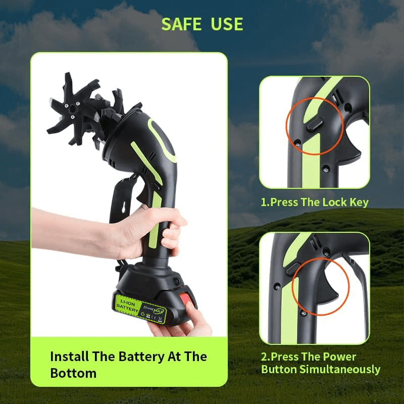Ndreasdw™2-IN-1 Cordless Tiller & Cultivator with Extension Pole